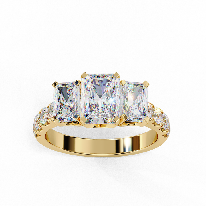 Treble Emerald Diamond Ring