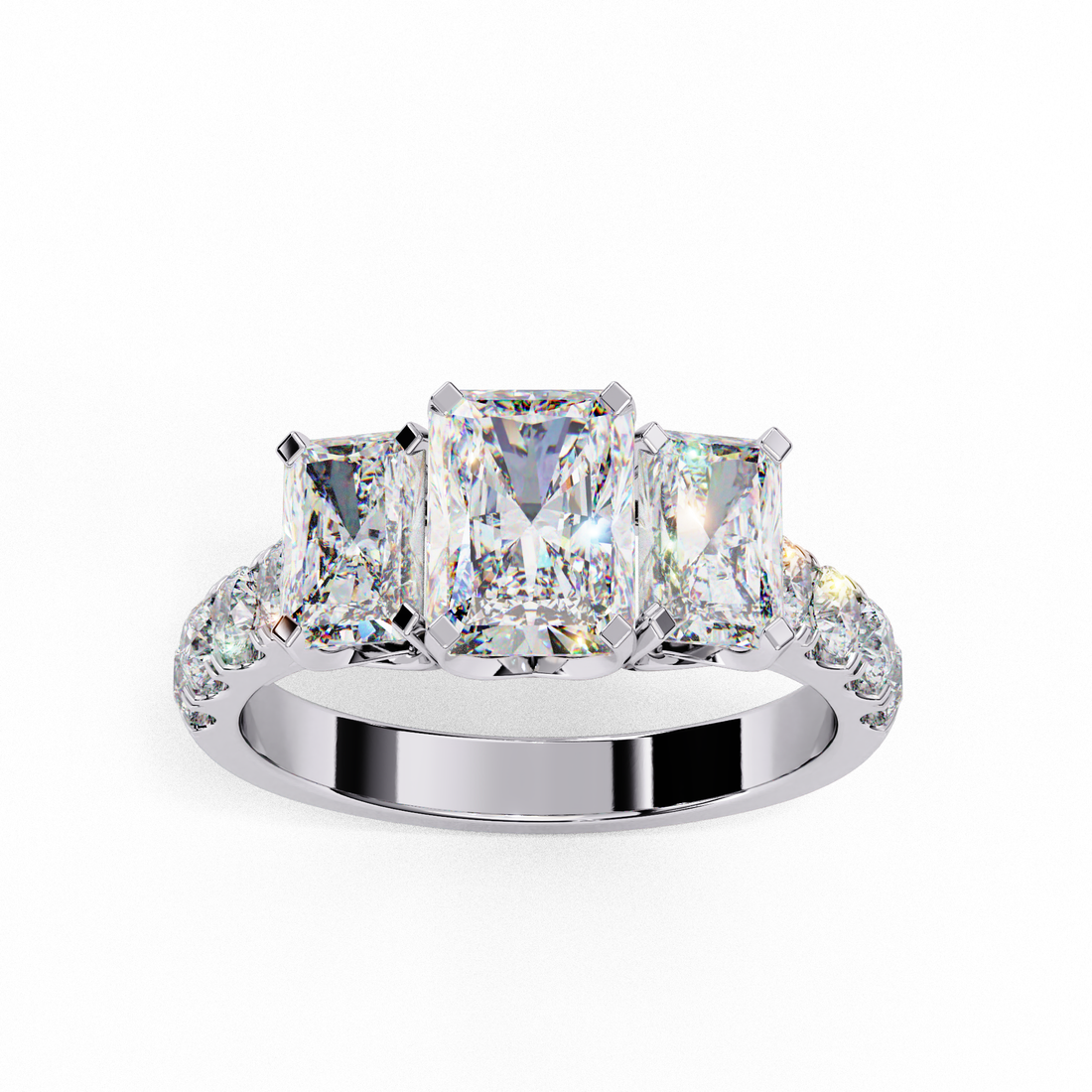 Treble Emerald Diamond Ring