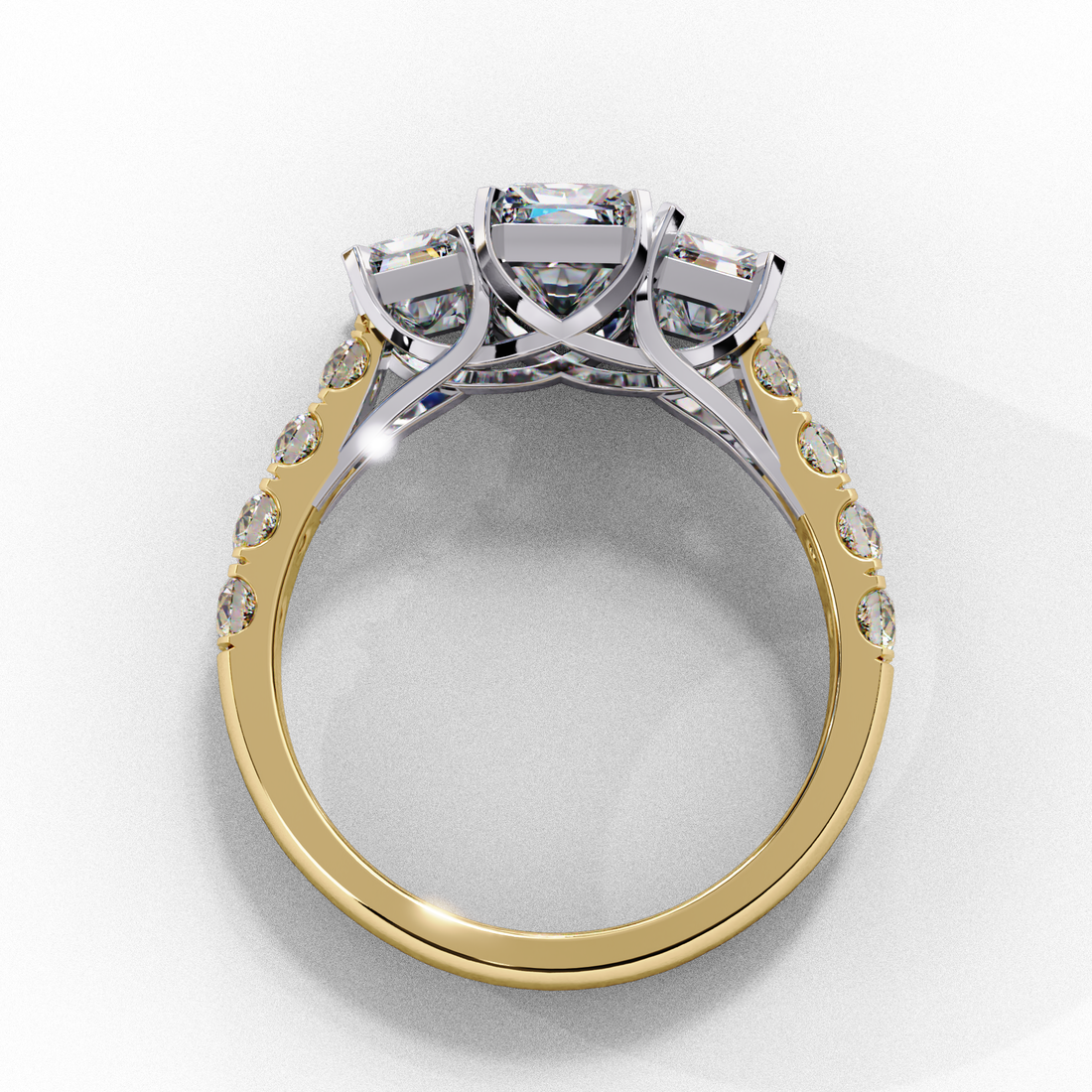 Treble Emerald Diamond Ring