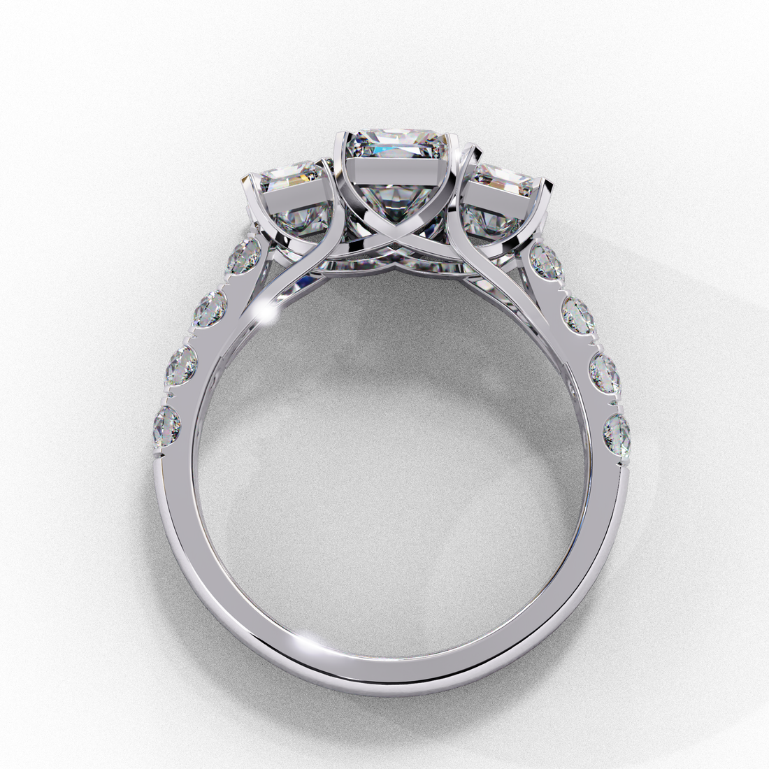 Treble Emerald Diamond Ring
