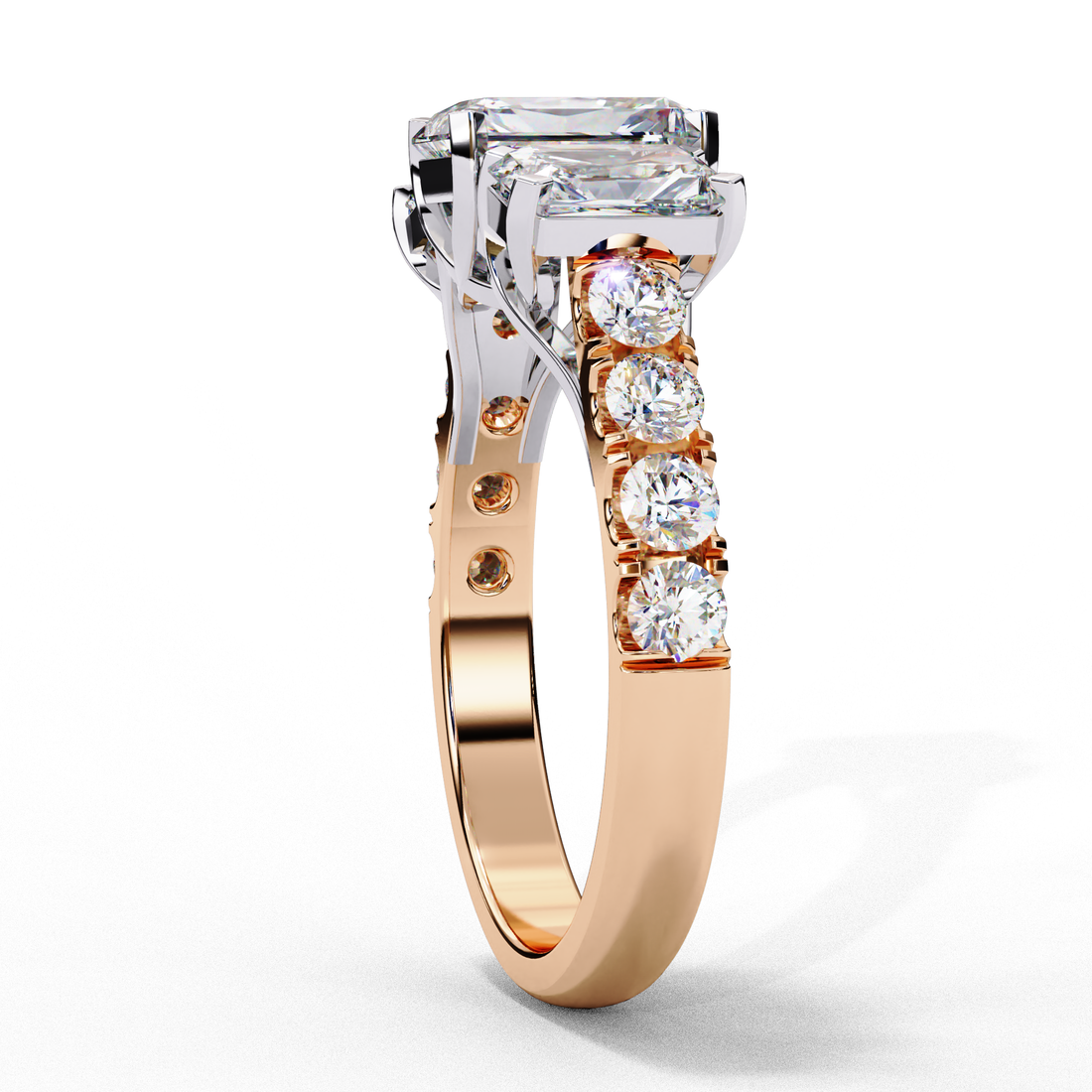 Treble Emerald Diamond Ring
