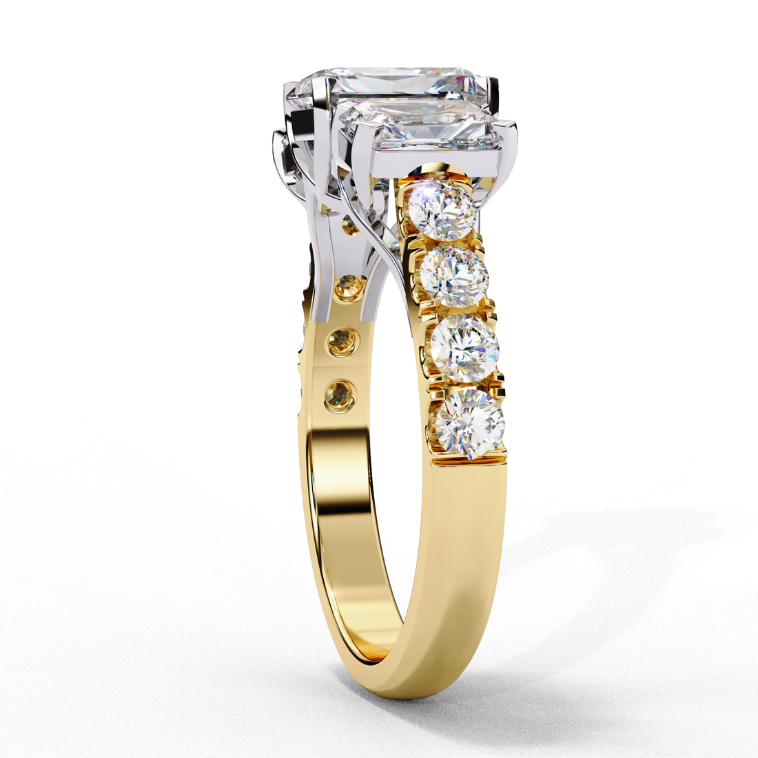Treble Emerald Diamond Ring