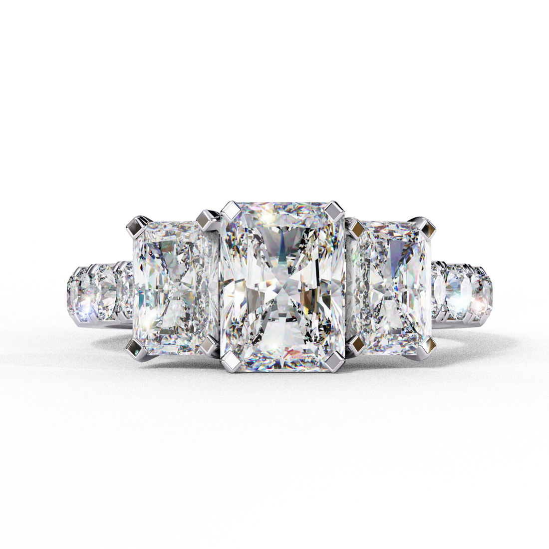 Treble Emerald Diamond Ring