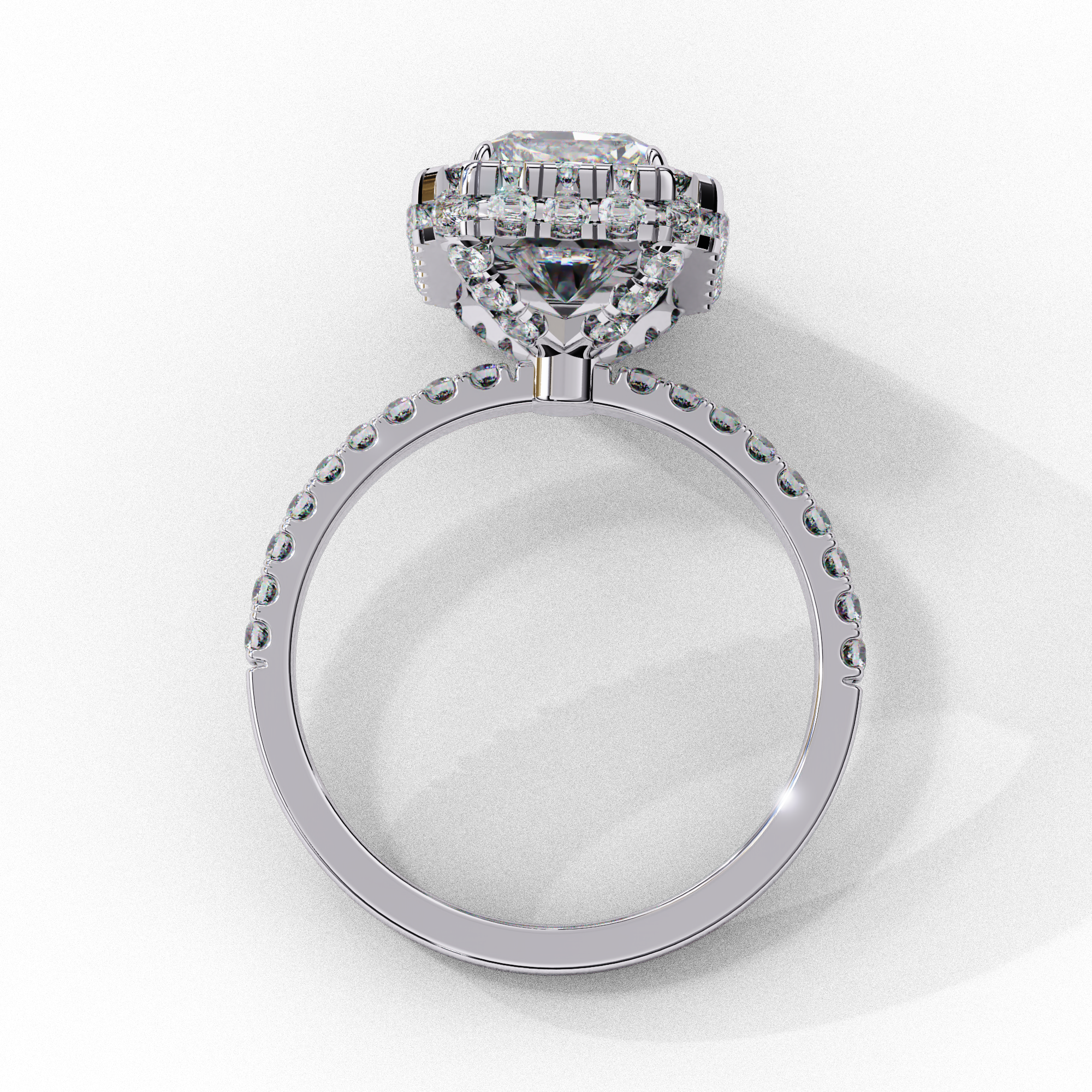 Classic Emerald Cut Solitaire Ring with Pave Ring