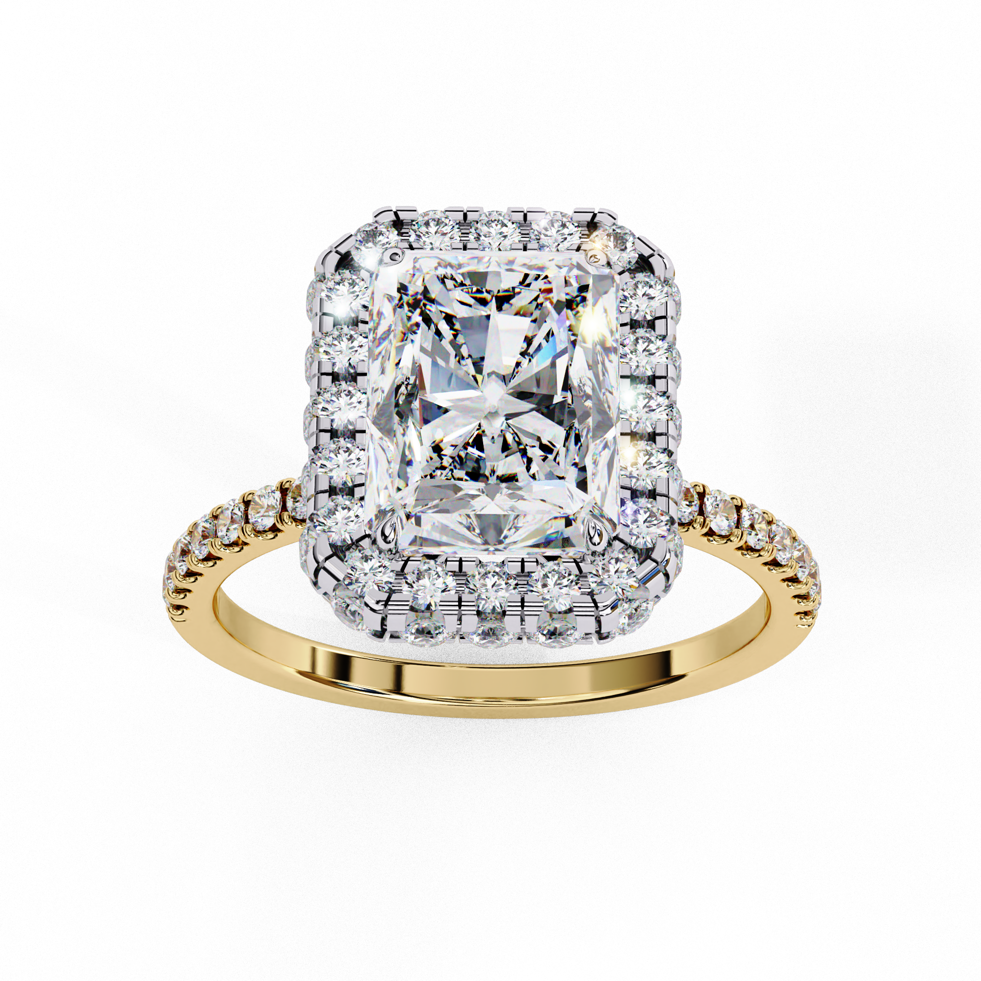 Classic Radiant Cut Solitaire Ring with Pave Ring