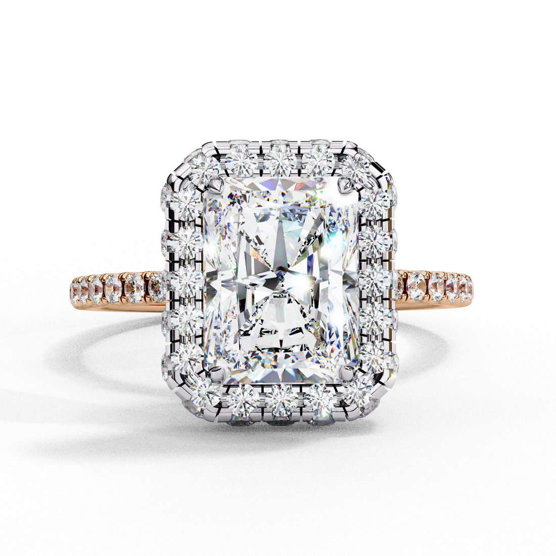 Classic Radiant Cut Solitaire Ring with Pave Band