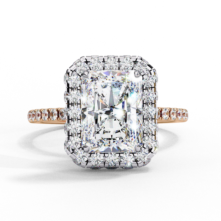 Classic Radiant Cut Solitaire Ring with Pave Band