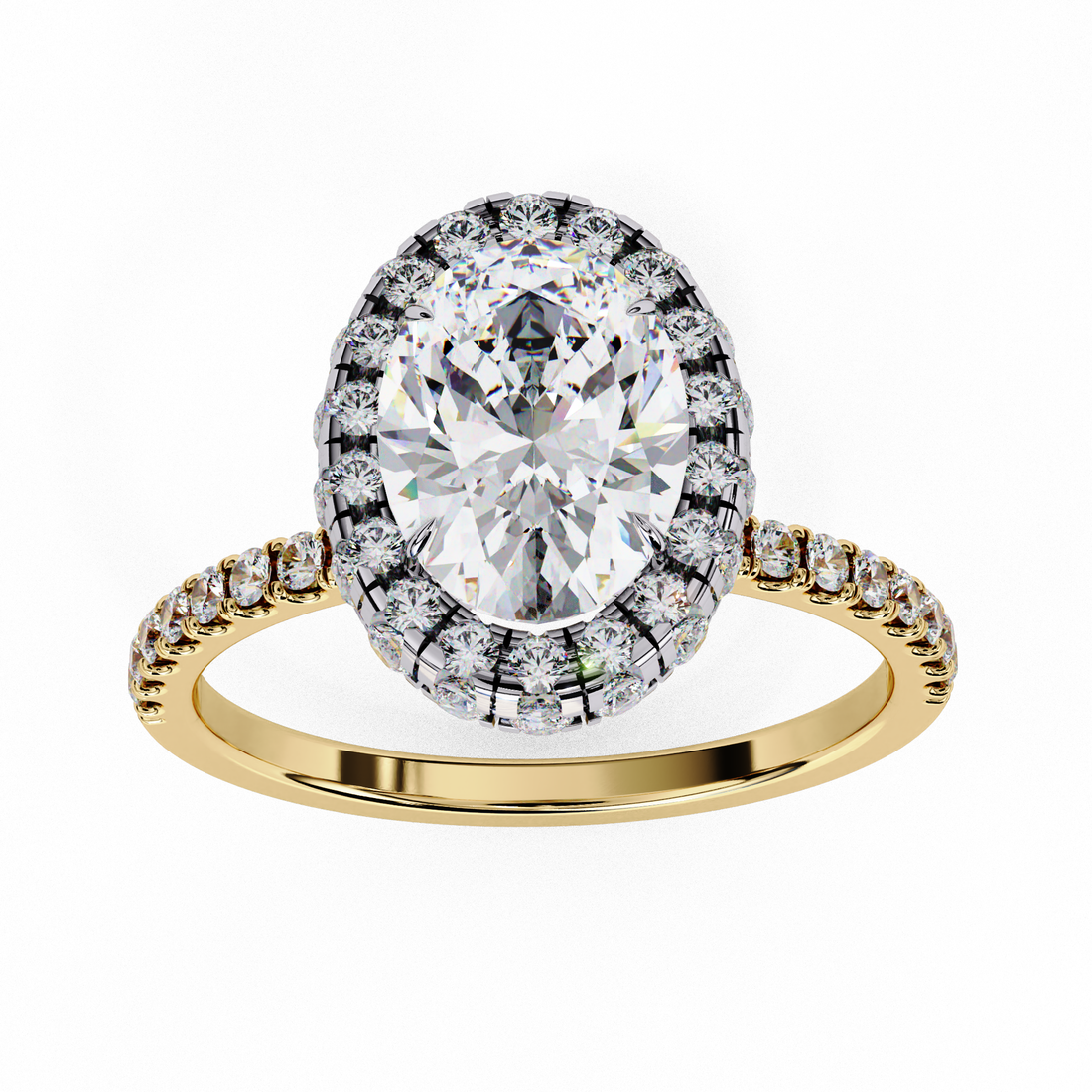 Classic Oval Cut Solitaire Ring with Pave Band