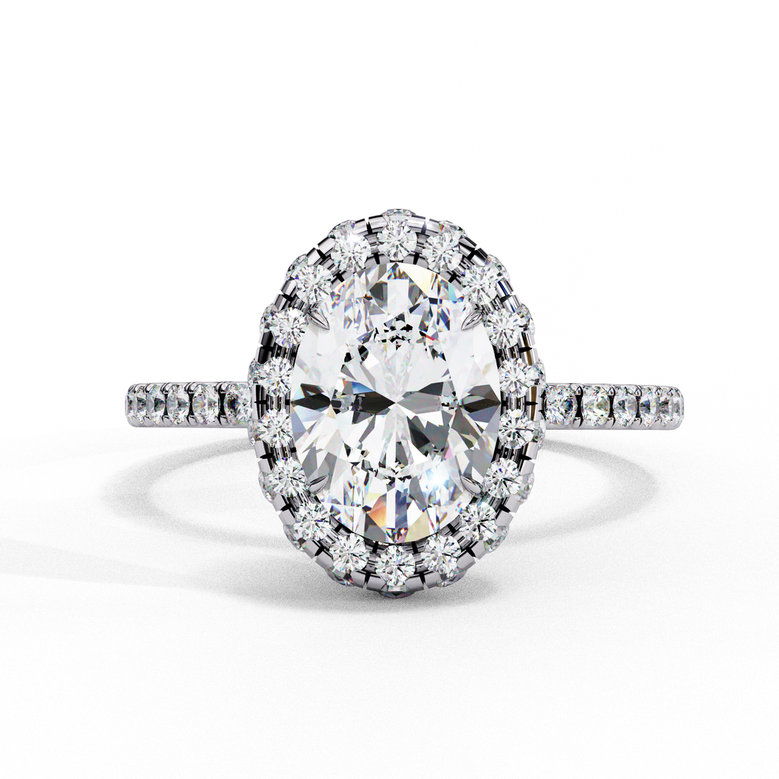 Classic Oval Cut Solitaire Ring with Pave Band
