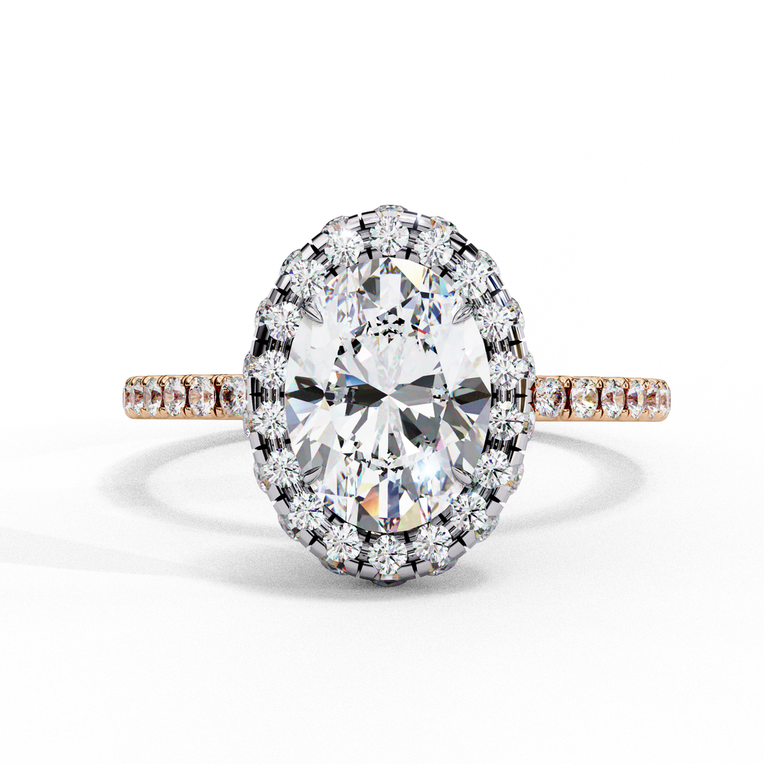 Classic Oval Cut Solitaire Ring with Pave Band