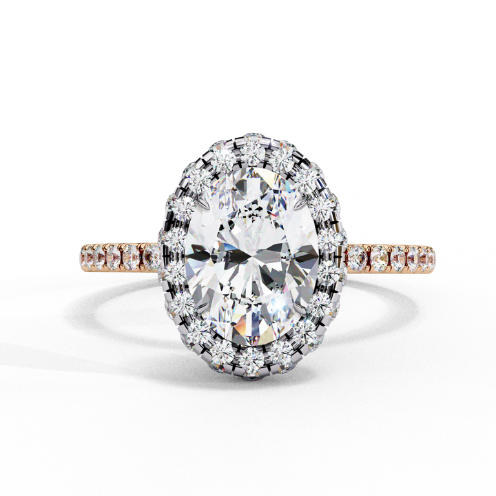 Classic Oval Cut Solitaire Ring with Pave Band