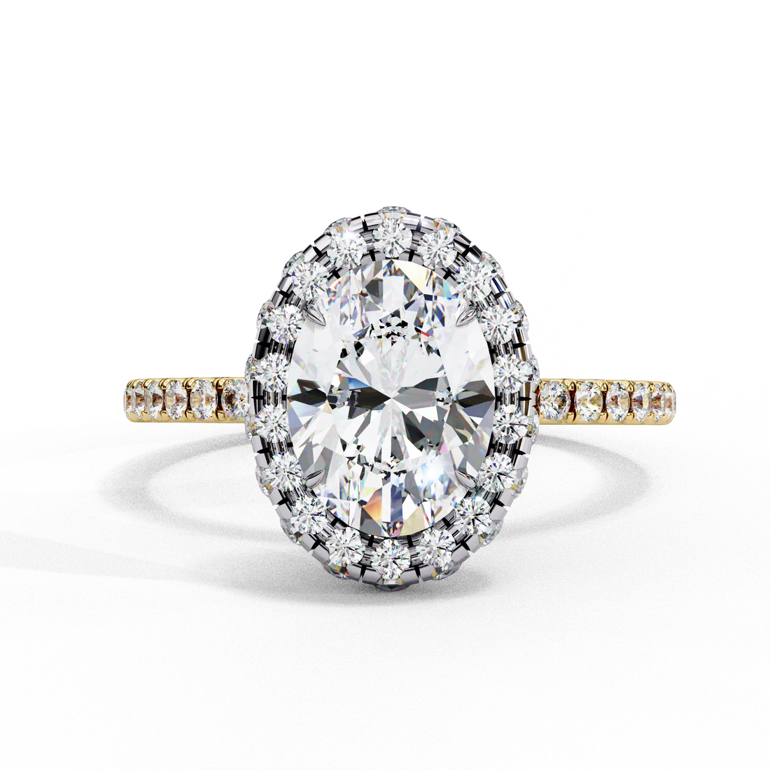 Classic Oval Cut Solitaire Ring with Pave Band