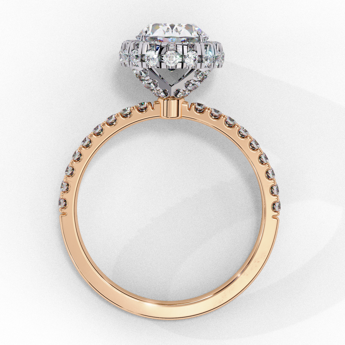 Classic Oval Cut Solitaire Ring with Pave Band