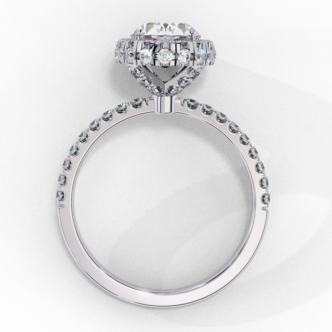 Classic Oval Cut Solitaire Ring with Pave Band