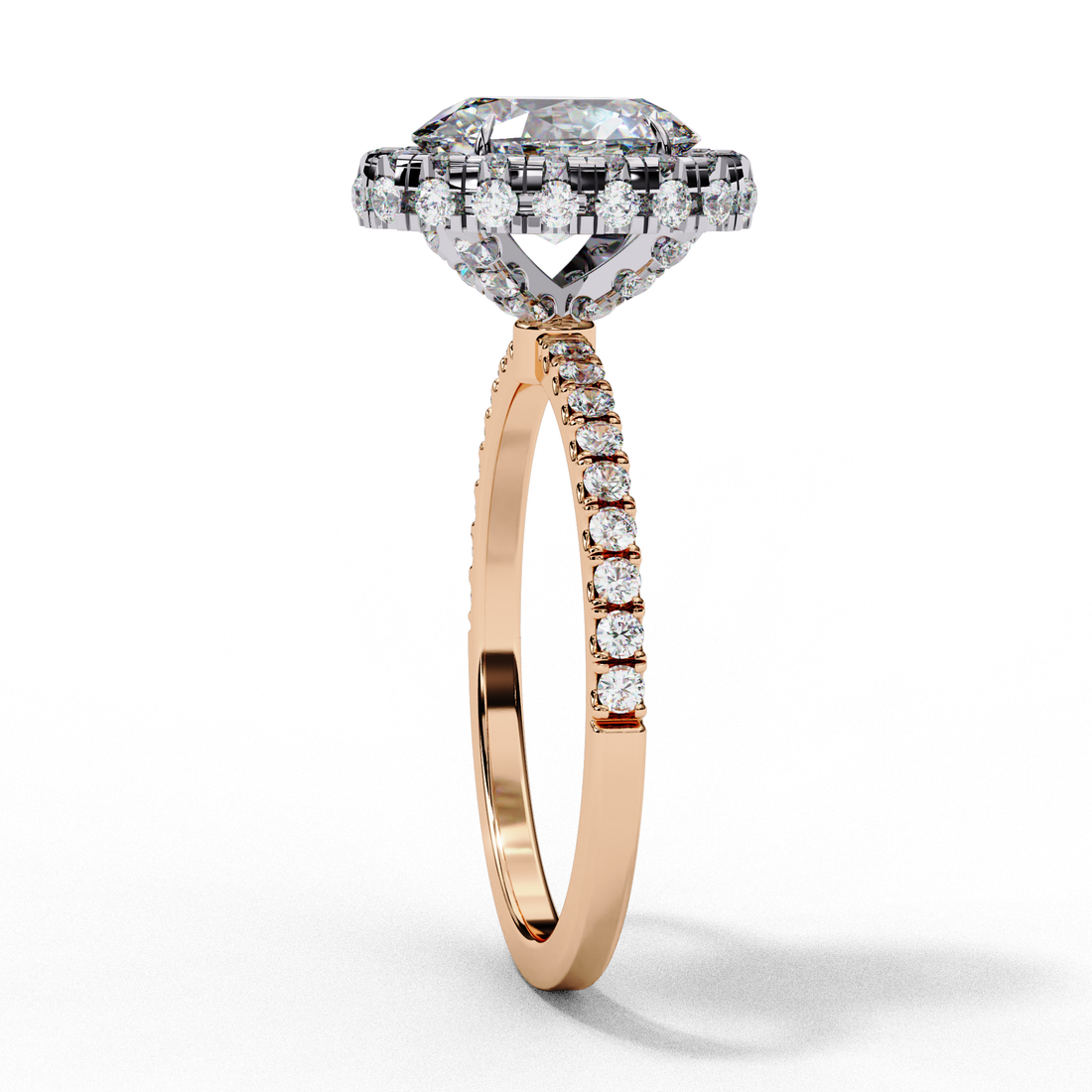 Classic Oval Cut Solitaire Ring with Pave Band