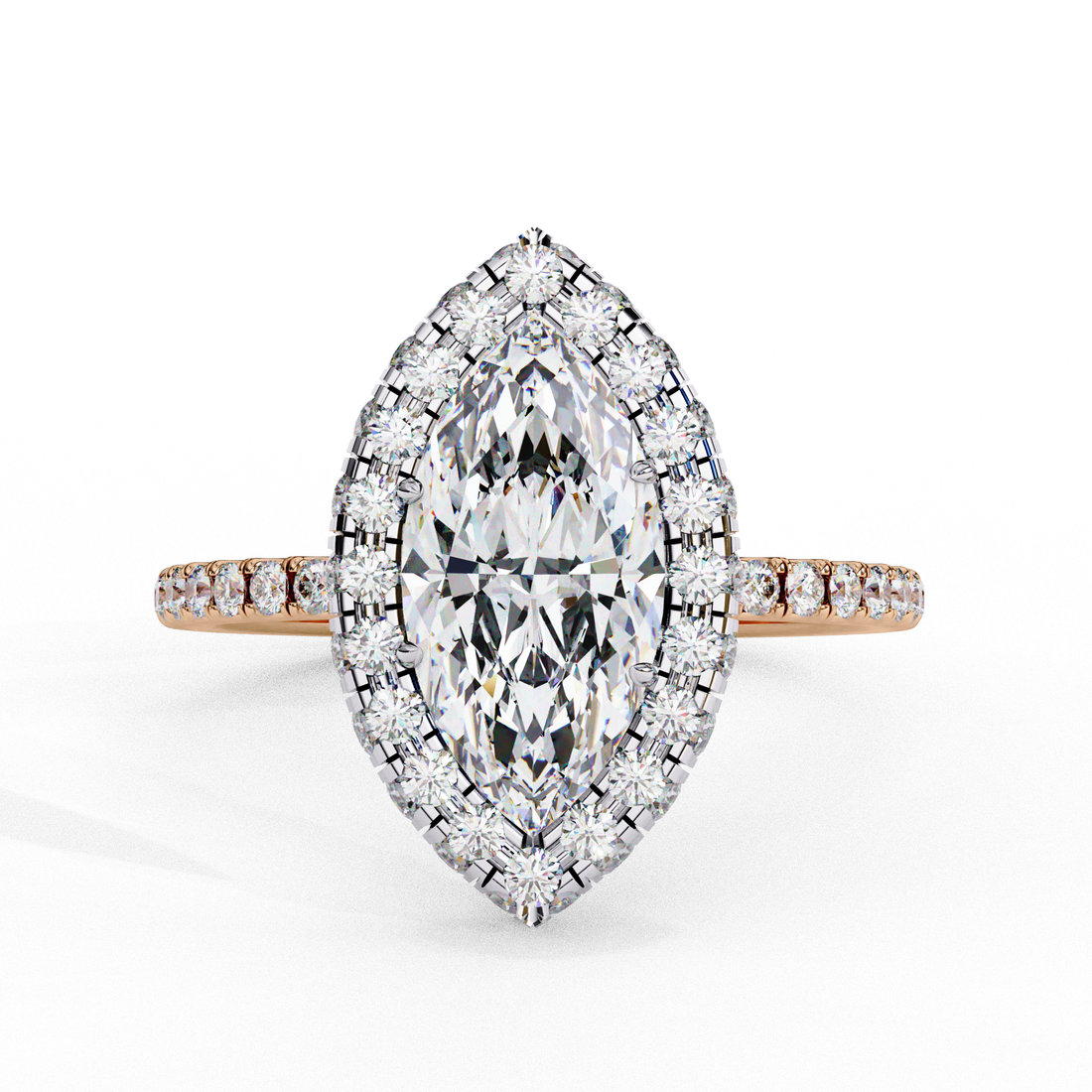 Classic Marquise Cut Solitaire Ring with Pave Band
