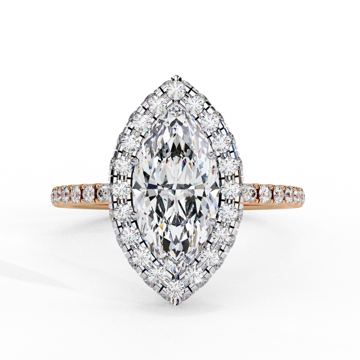Classic Marquise Cut Solitaire Ring with Pave Band