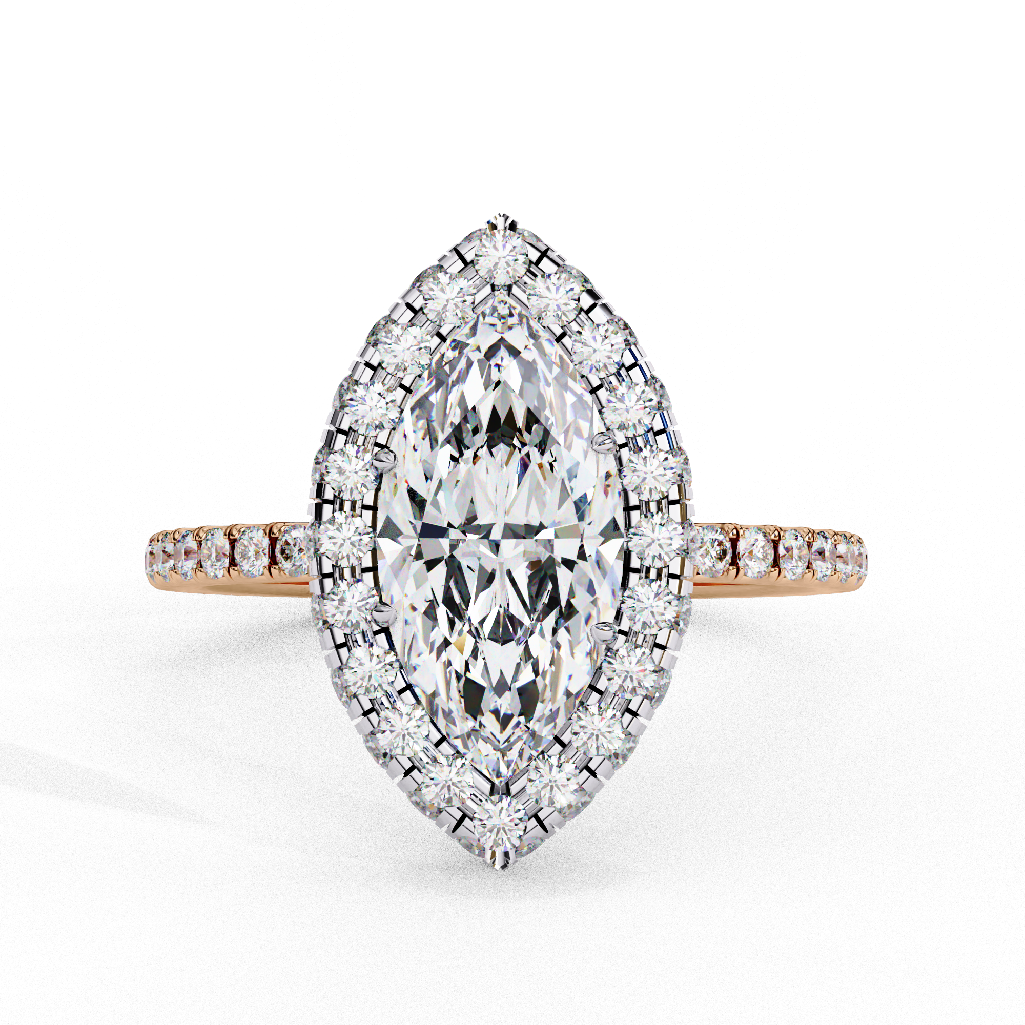 Classic Marquise Cut Solitaire Ring with Pave Ring
