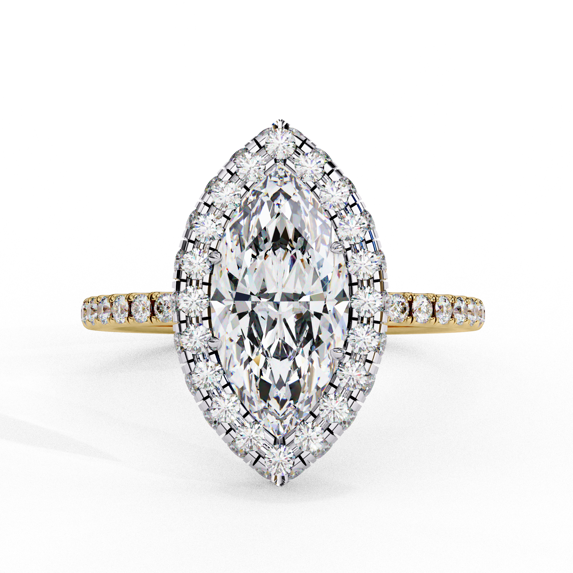 Classic Marquise Cut Solitaire Ring with Pave Ring