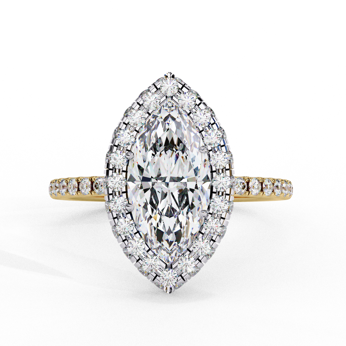 Classic Marquise Cut Solitaire Ring with Pave Band