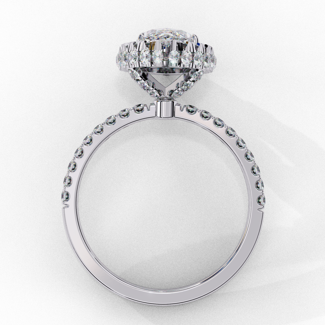 Classic Marquise Cut Solitaire Ring with Pave Band