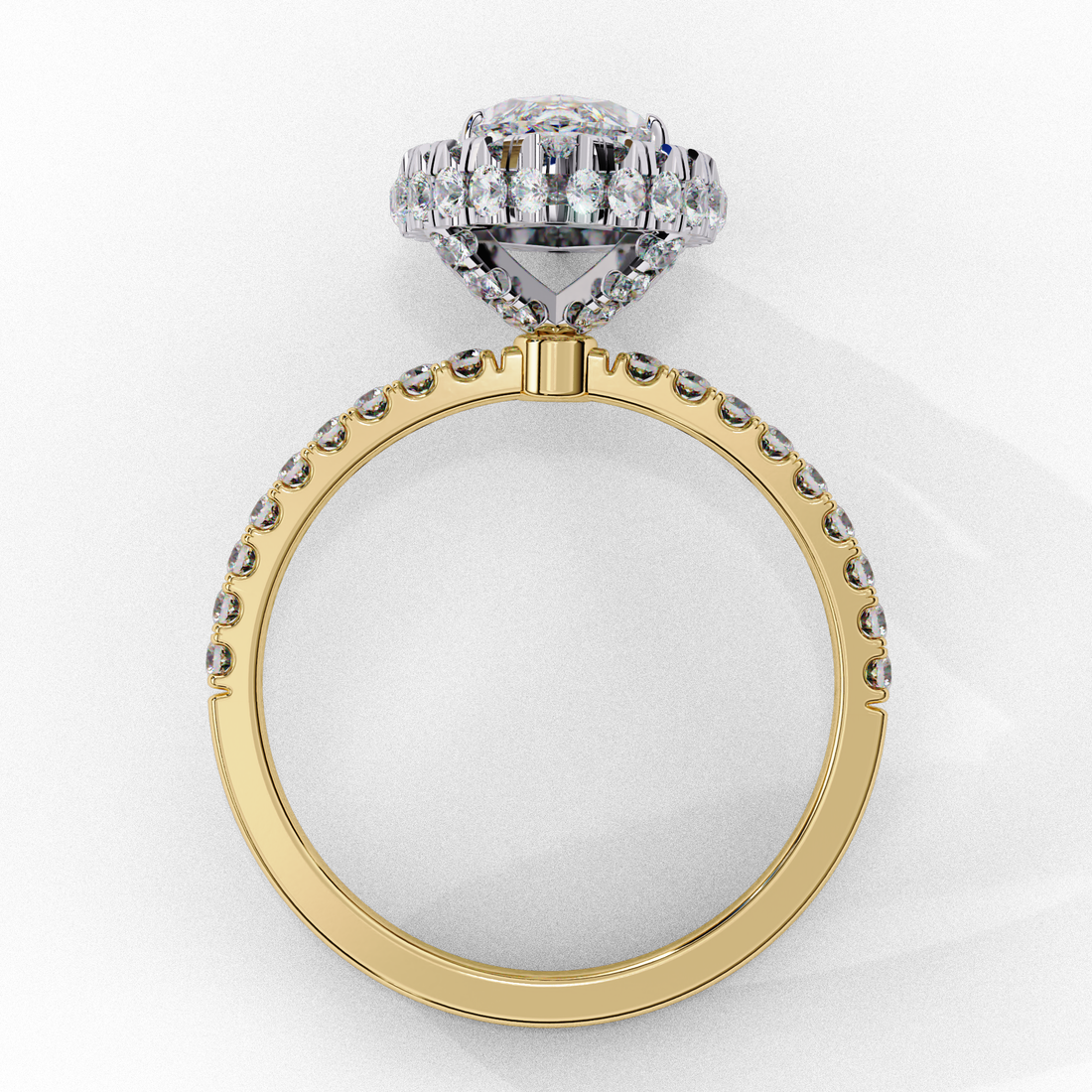 Classic Marquise Cut Solitaire Ring with Pave Band