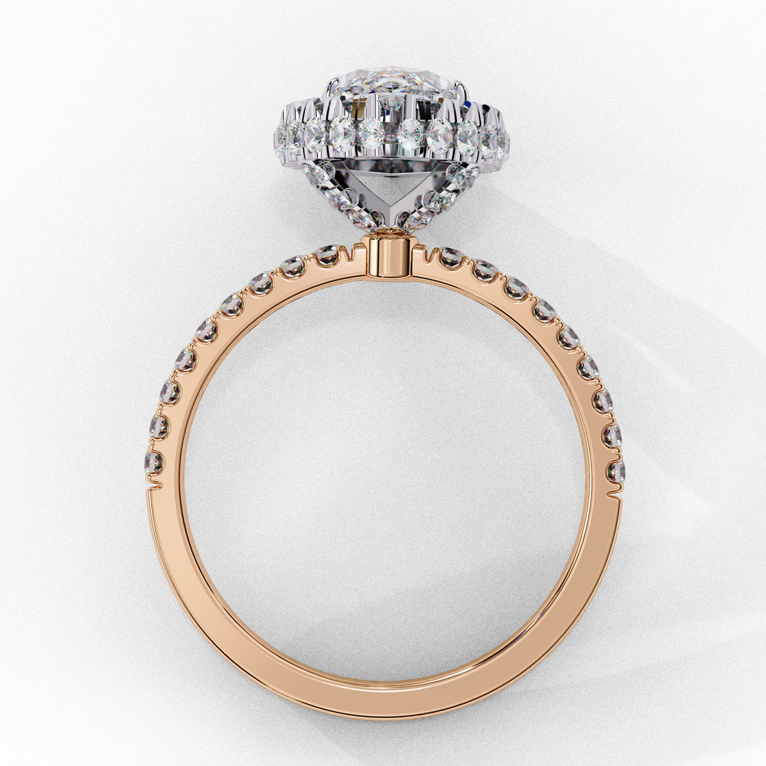 Classic Marquise Cut Solitaire Ring with Pave Band