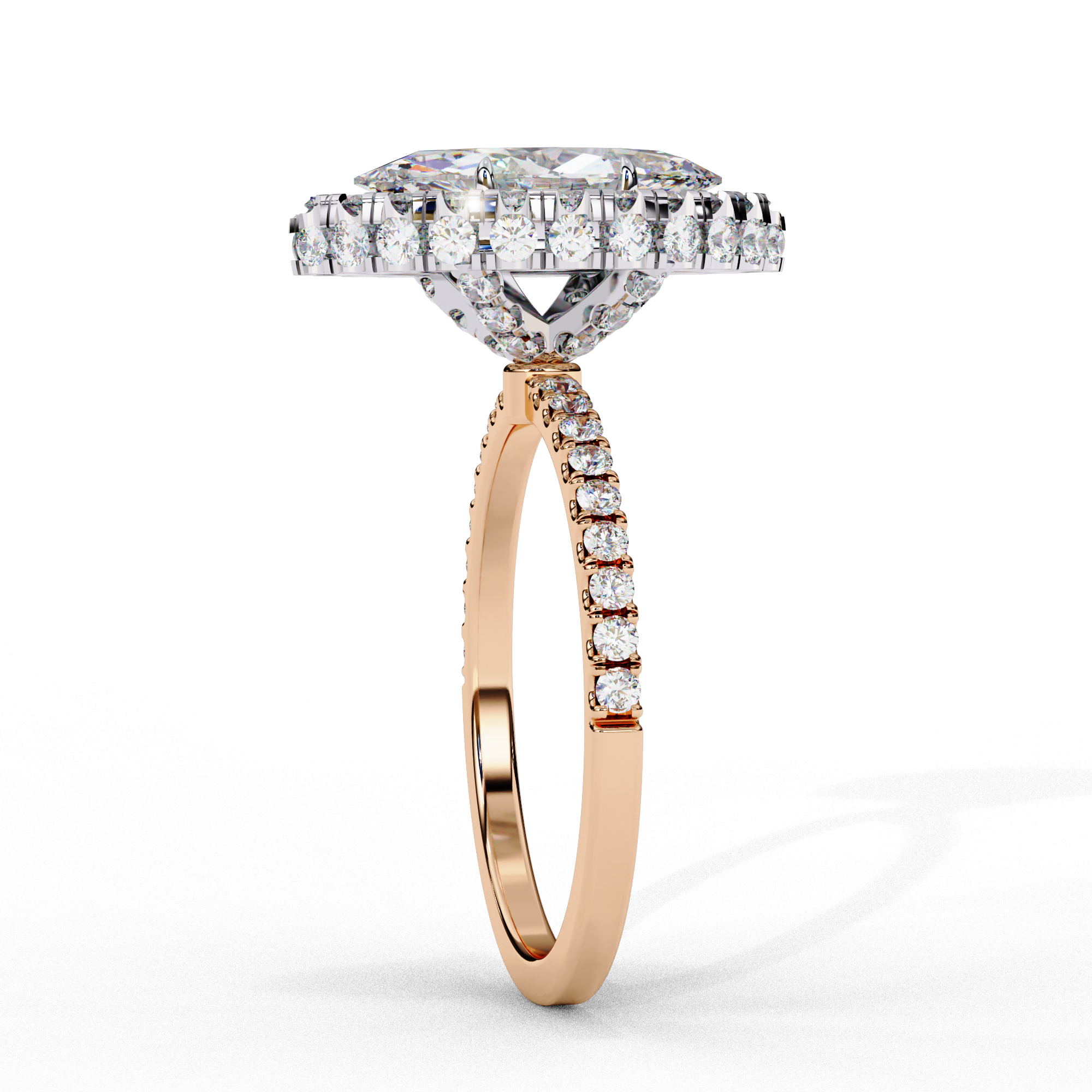 Classic Marquise Cut Solitaire Ring with Pave Ring