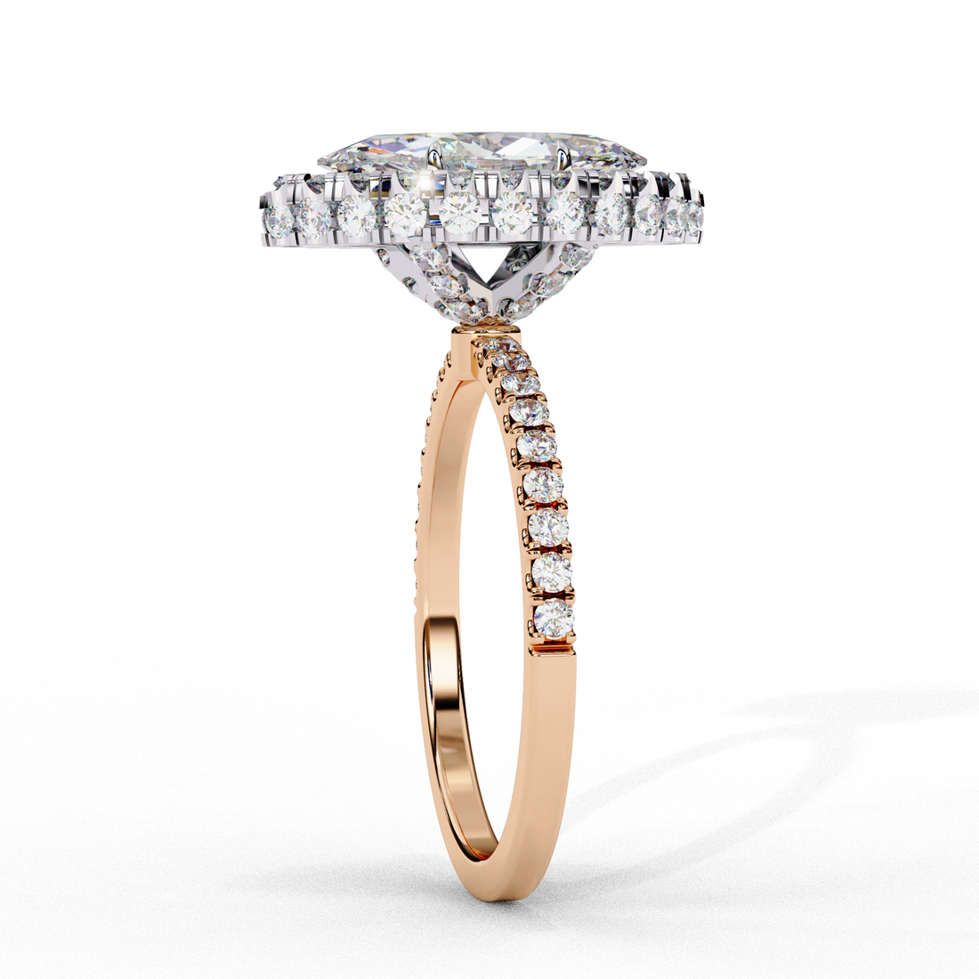 Classic Marquise Cut Solitaire Ring with Pave Band