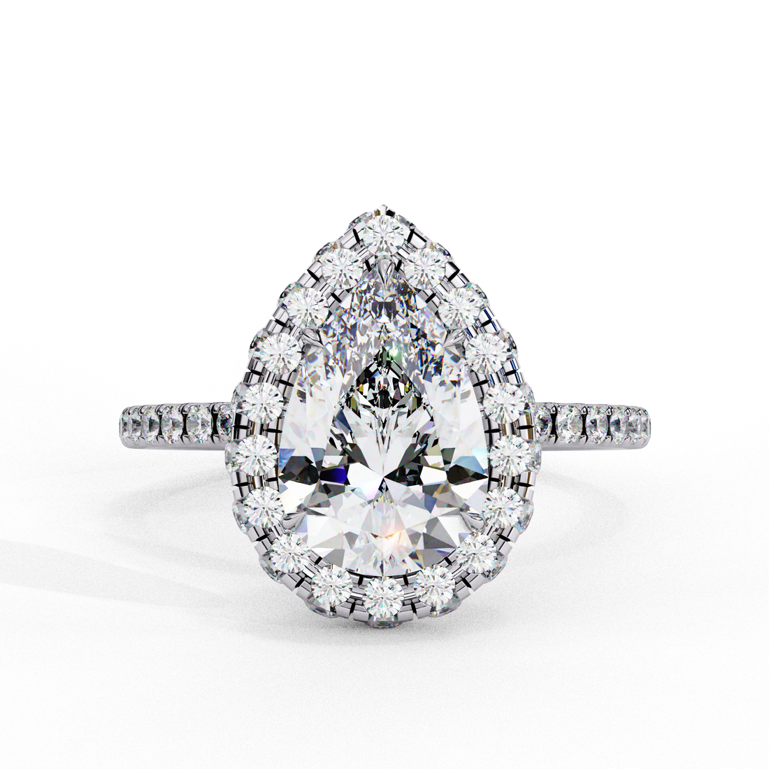 Unique Prong Set Pear Lab Grown Diamond Ring