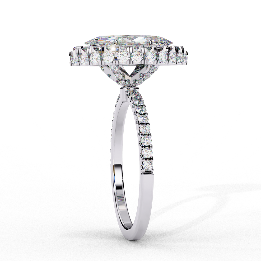 Classic Marquise Cut Solitaire Ring with Pave Band