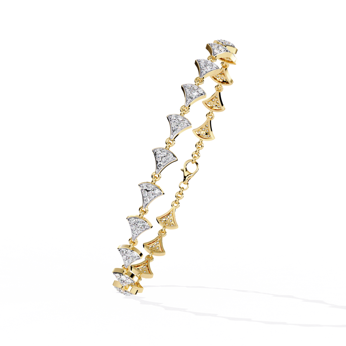Radiant Fan Motif Diamond Bracelet in Gold