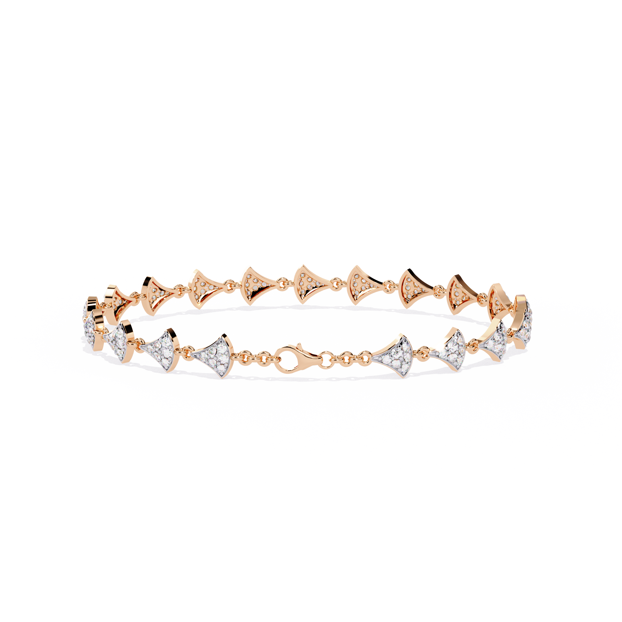 Radiant Fan Motif Diamond Bracelet in Gold