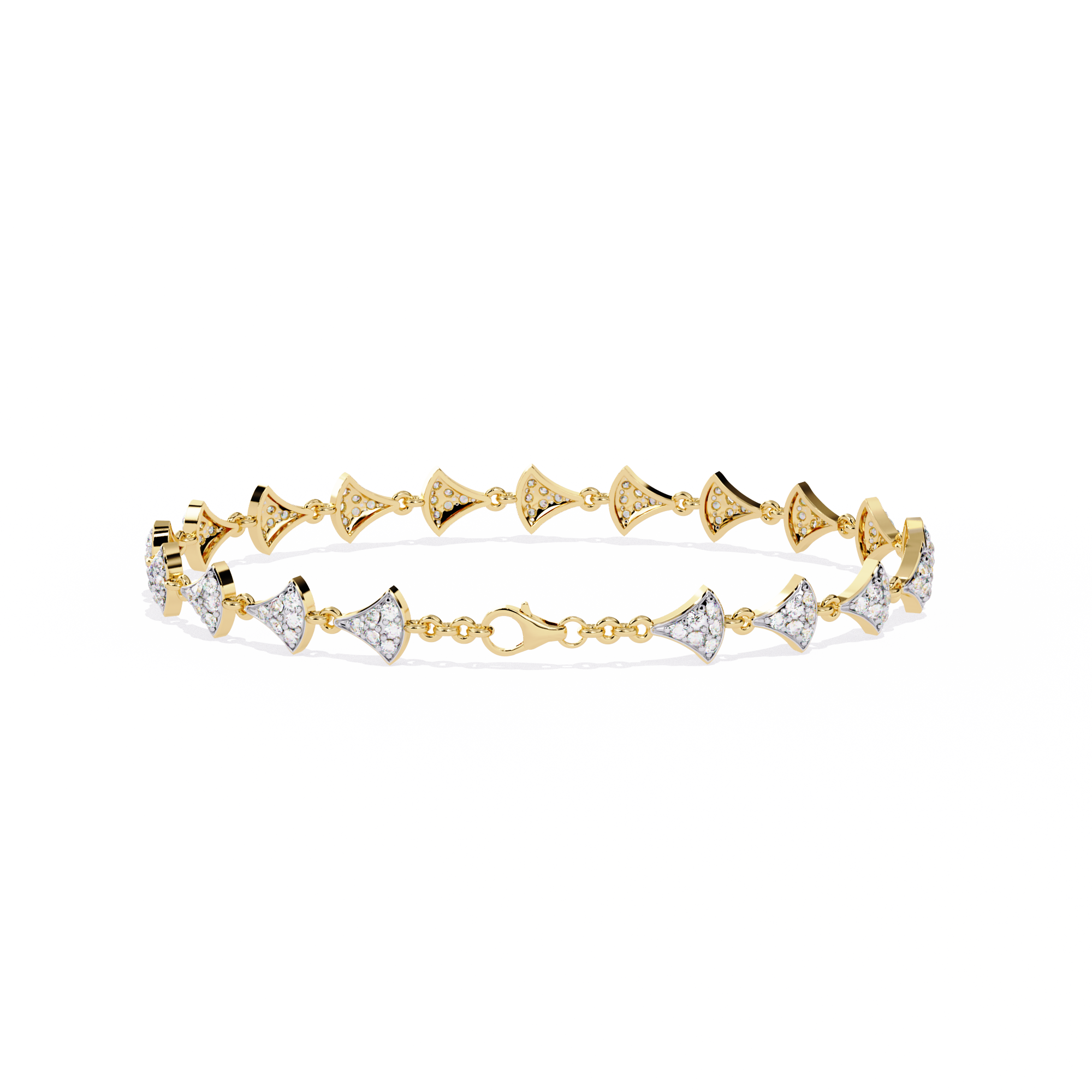 Radiant Fan Motif Diamond Bracelet in Gold