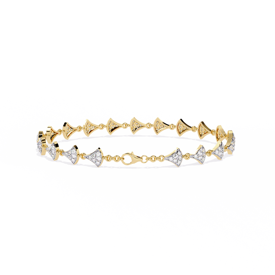 Radiant Fan Motif Diamond Bracelet in Gold