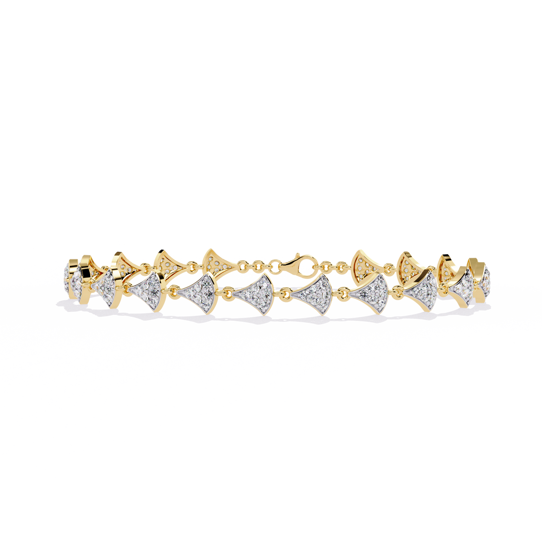 Radiant Fan Motif Diamond Bracelet in Gold