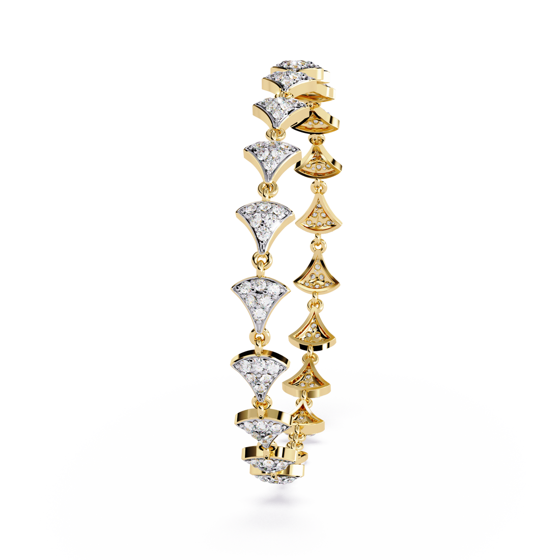 Radiant Fan Motif Diamond Bracelet in Gold