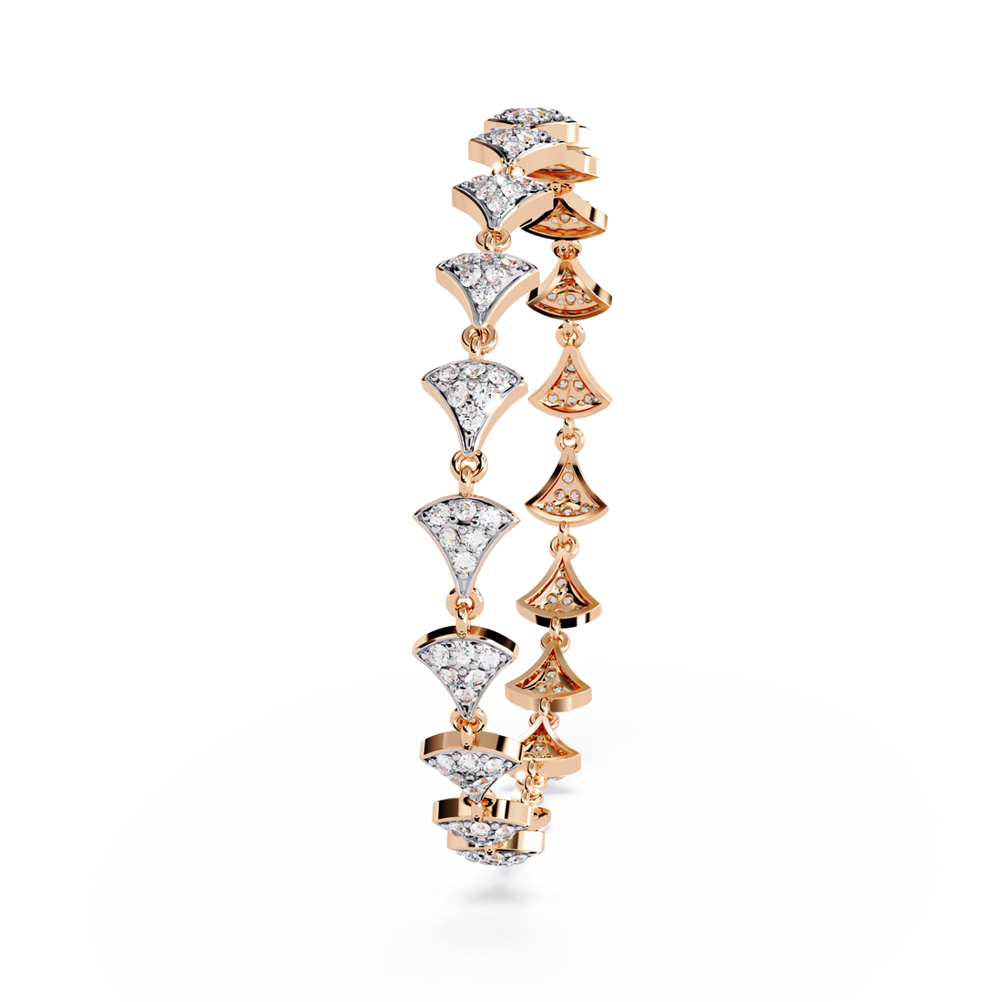 Radiant Fan Motif Diamond Bracelet in Gold
