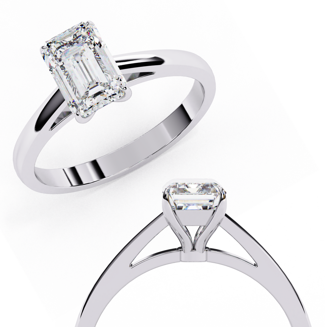 Celestial Grace Solitaire Emerald Diamond Ring