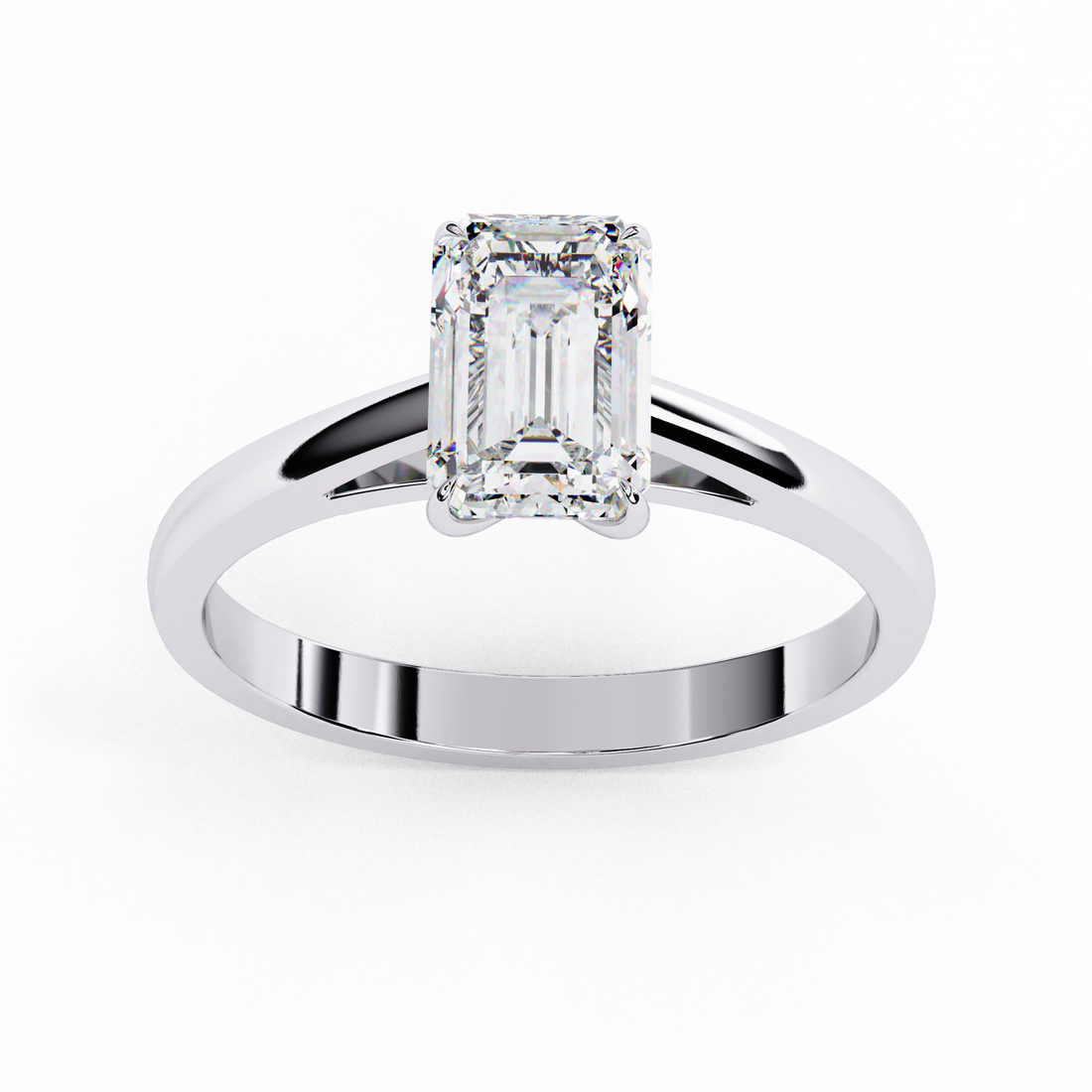 Celestial Grace Solitaire Emerald Diamond Ring