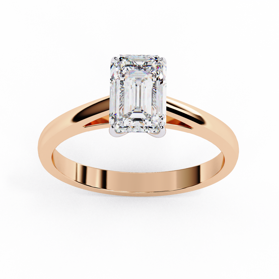 Celestial Grace Solitaire Emerald Diamond Ring
