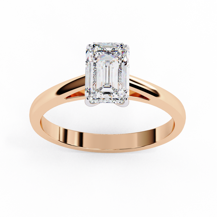 Celestial Grace Solitaire Emerald Diamond Ring