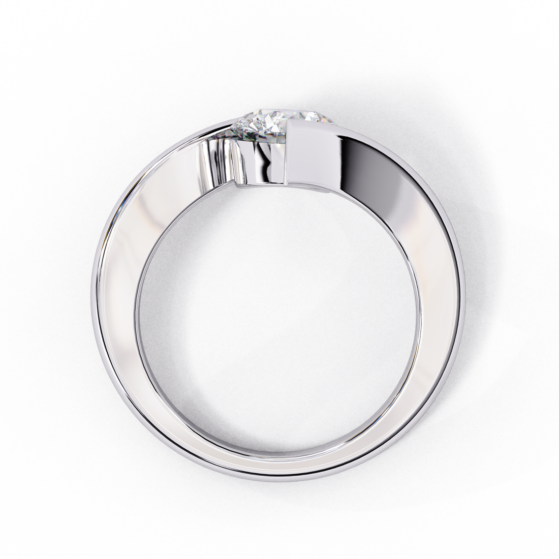 Modern Bypass Solitaire Lab Grown Diamond Ring