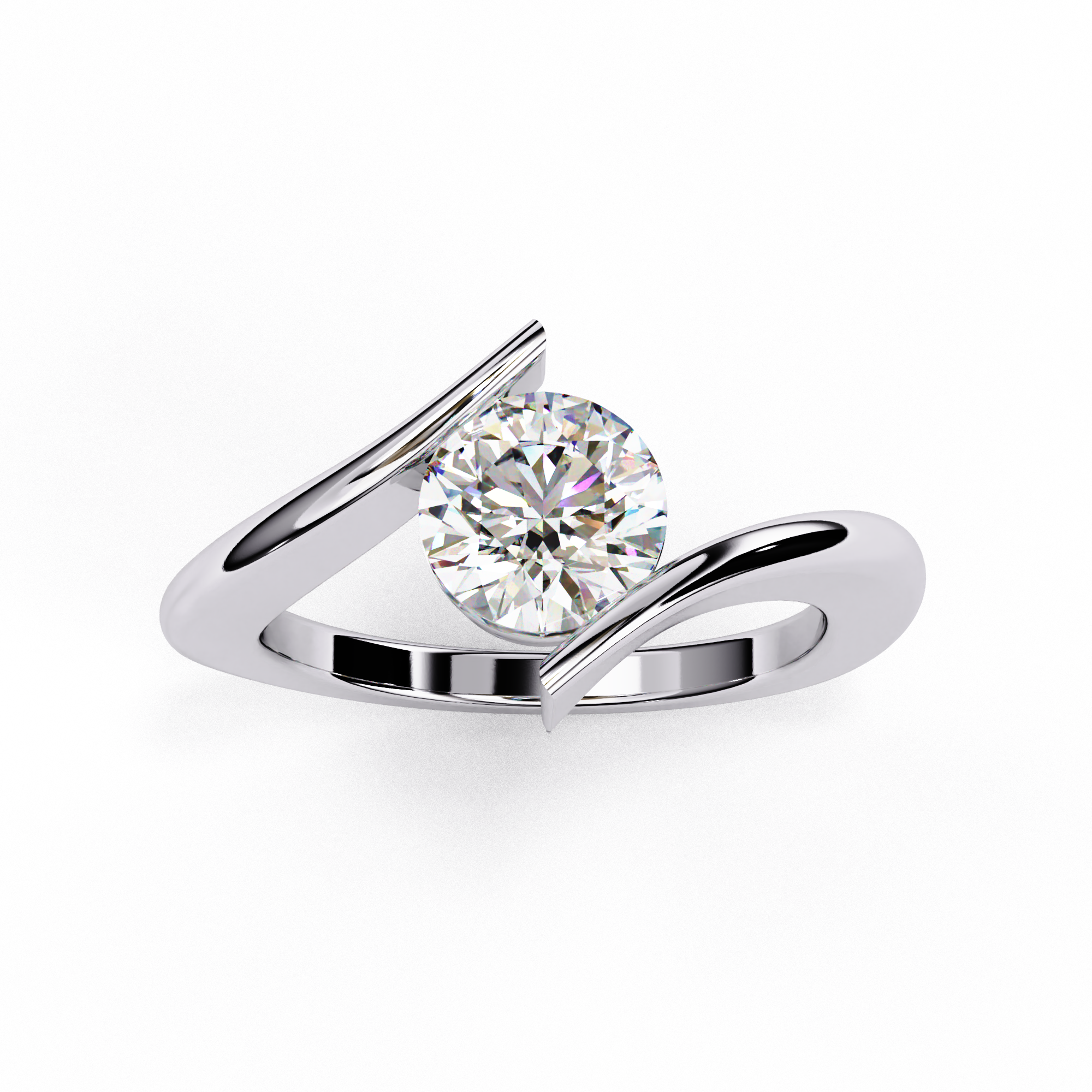 Modern Bypass Solitaire Lab Grown Diamond Ring