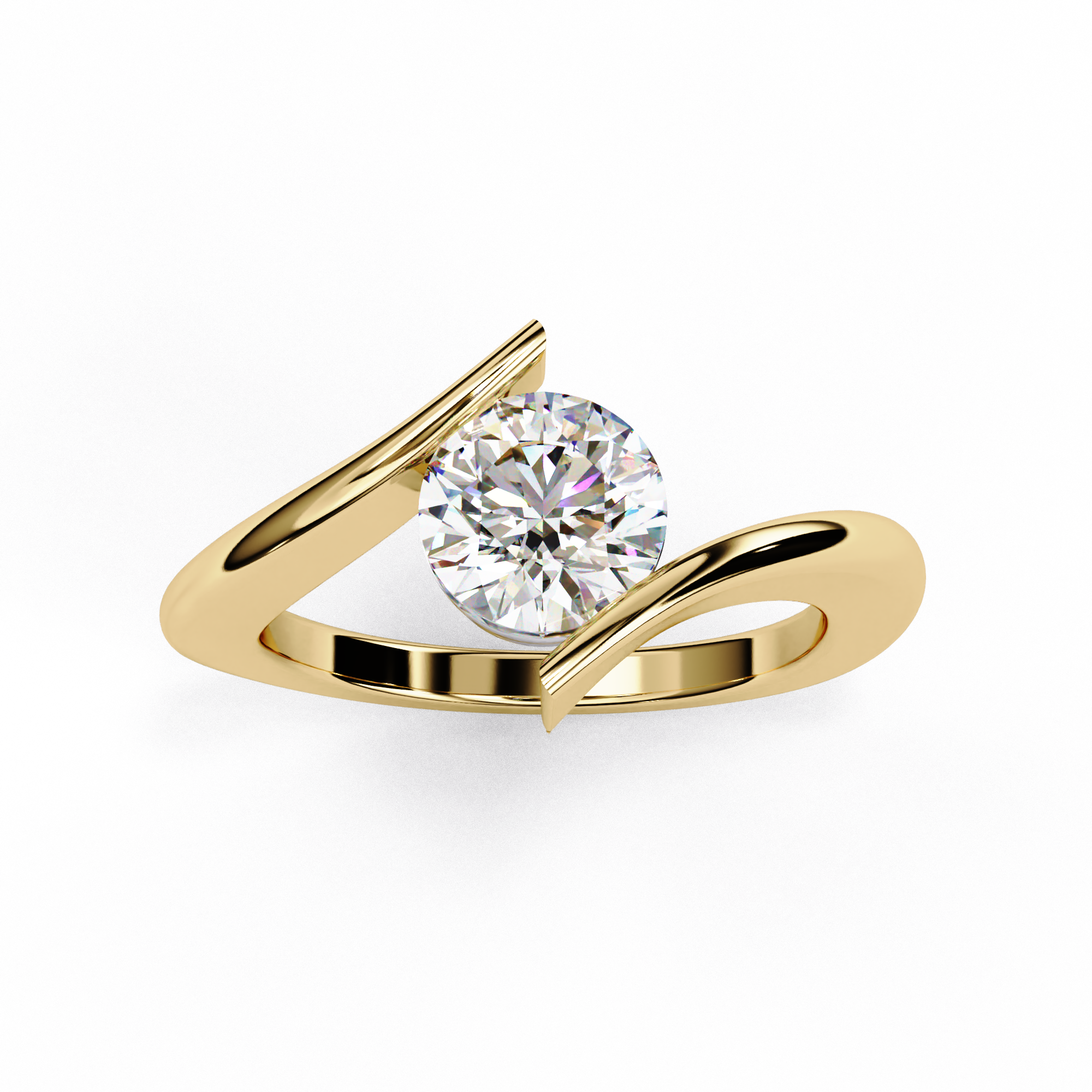 Modern Bypass Solitaire Lab Grown Diamond Ring