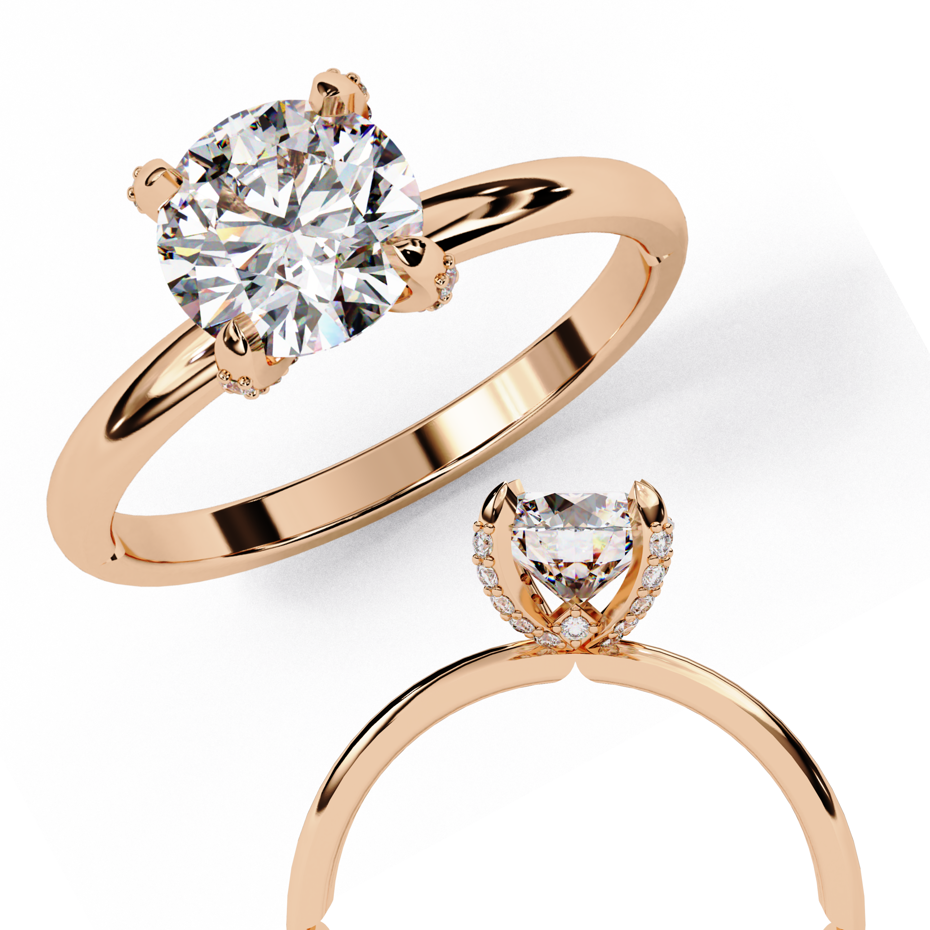 Hidden Halo Lab Grown Diamond Solitaire Ring