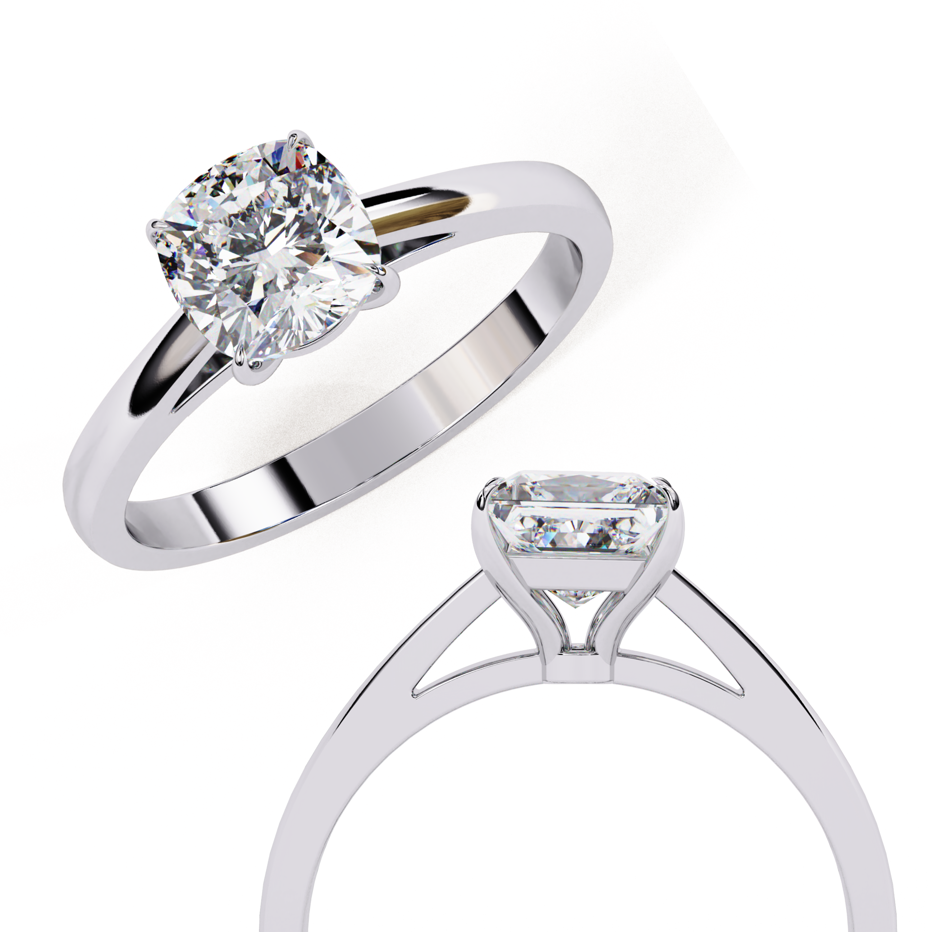 Golden Grace Cushion Solitaire Ring