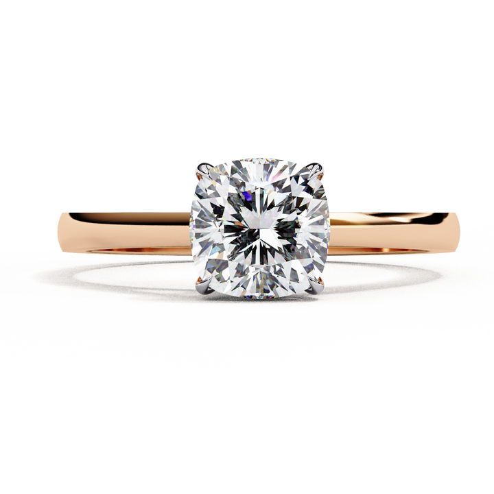 Golden Grace Cushion Solitaire Ring