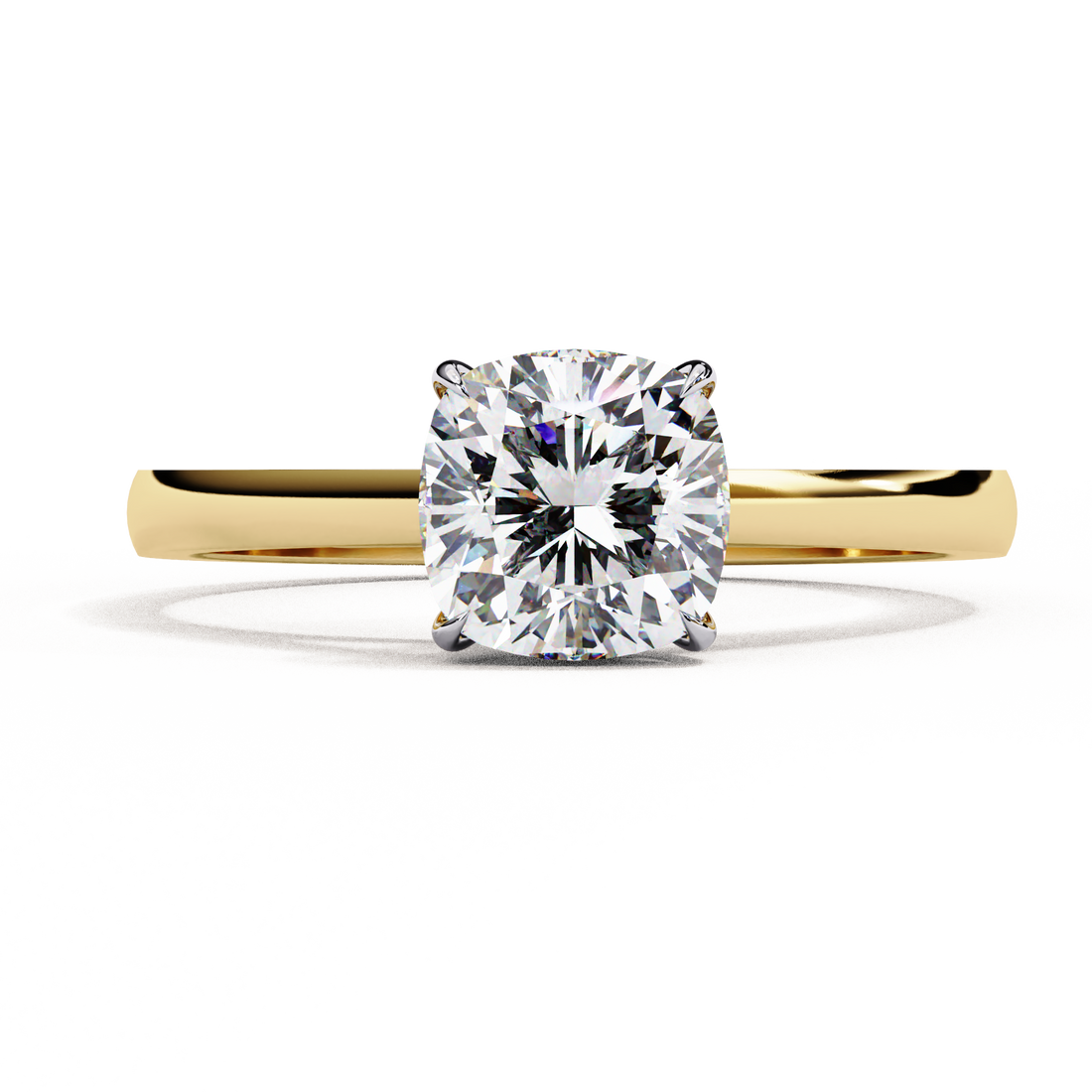Golden Grace Cushion Solitaire Ring