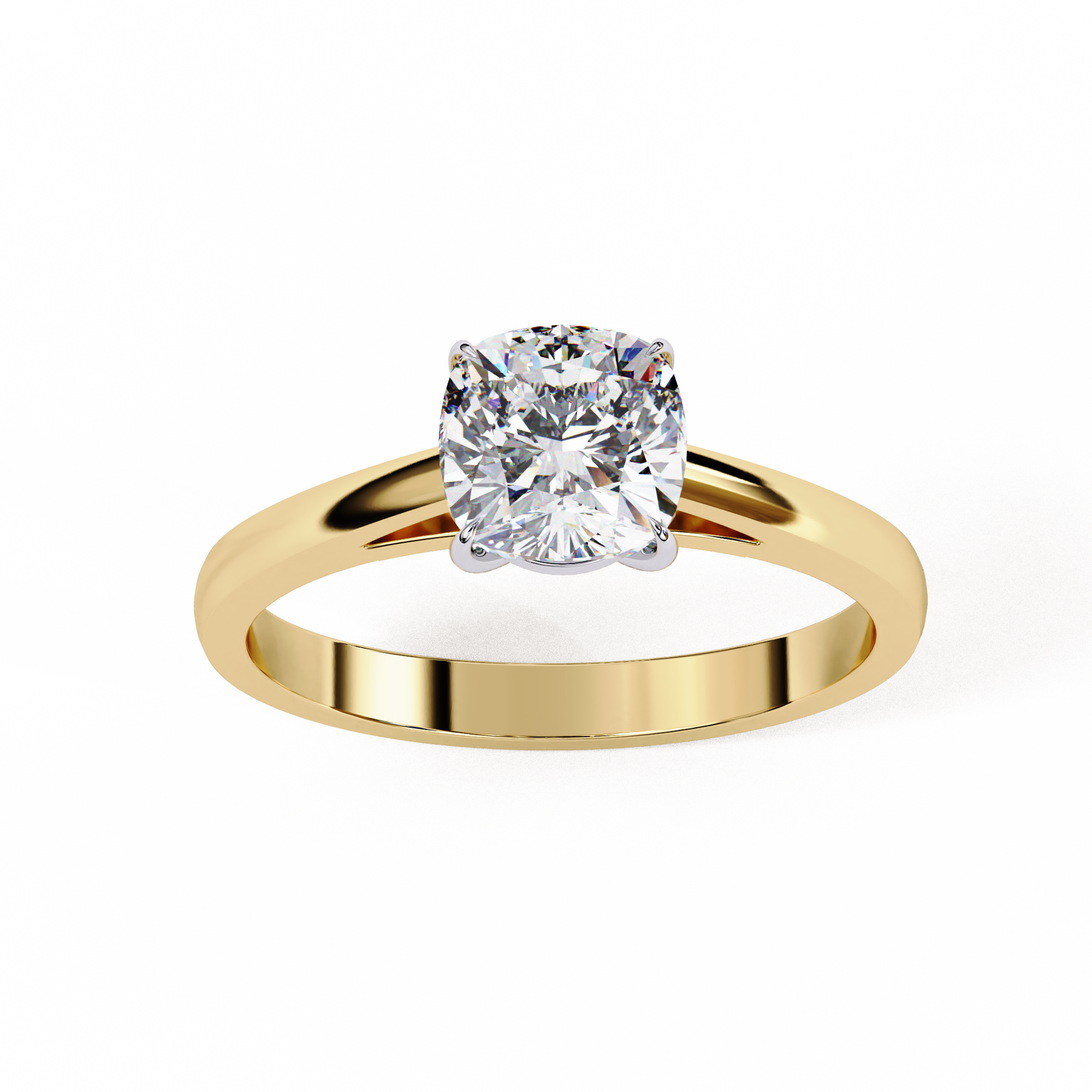Golden Grace Cushion Solitaire Ring